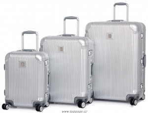 IT Luggage sada stříbrných ABS kufrů s hliníkovým rámem, 8 koleček